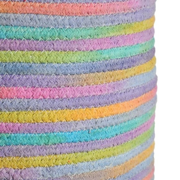 Colorful stripes cotton basket, Multi Color, 12x12 inches - Picture 4 of 4